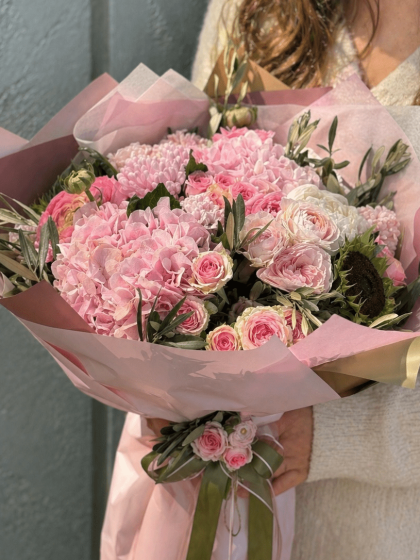 Pastel Pembe Premium Çiçek Buketi