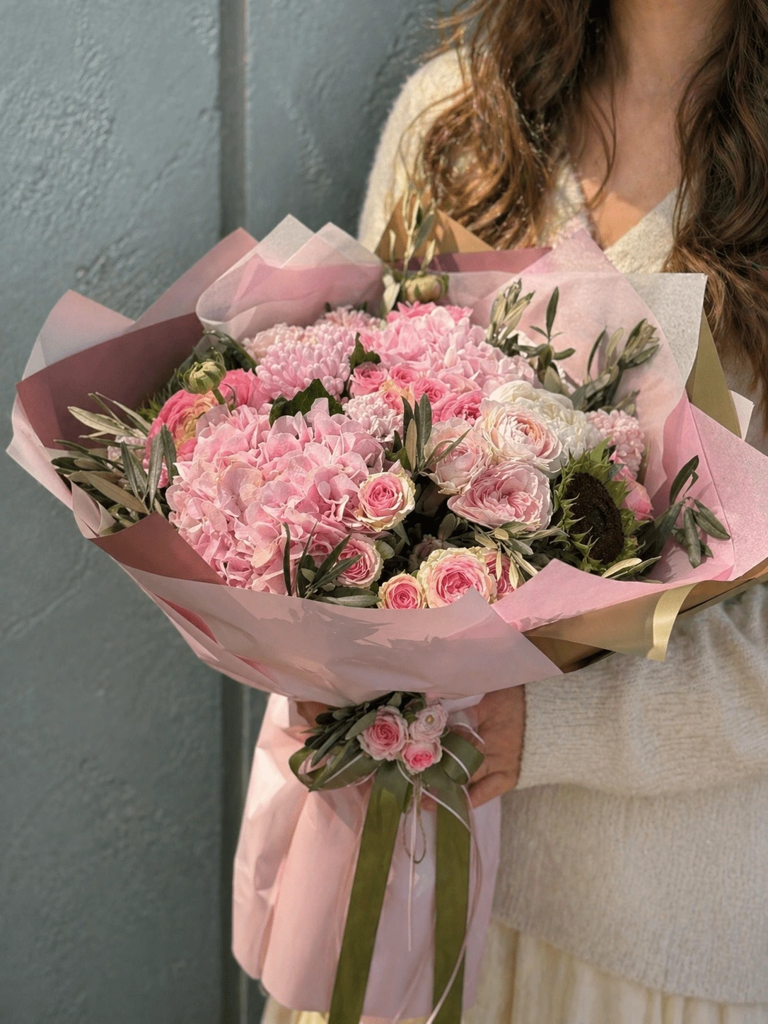 Pastel Pembe Premium Çiçek Buketi