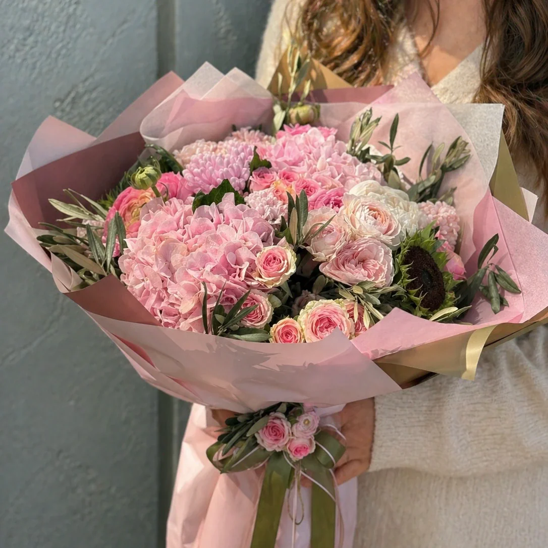 Pastel Pembe Premium Çiçek Buketi