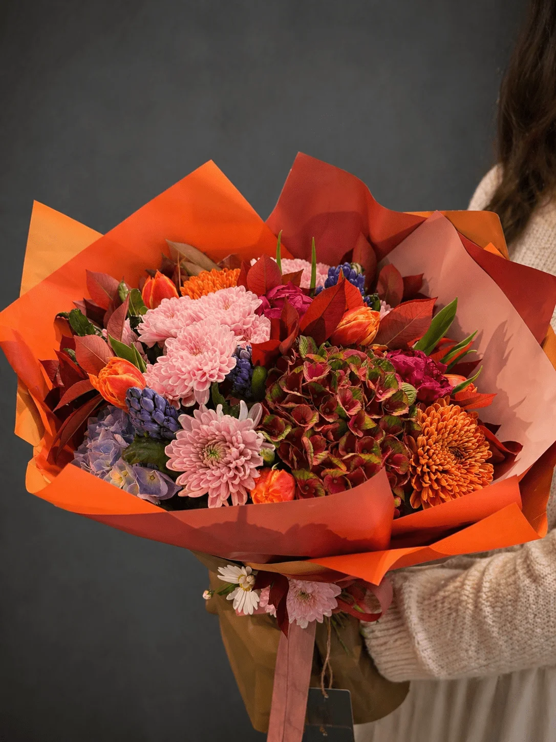 Turuncu & Pembe Premium Çiçek Buketi