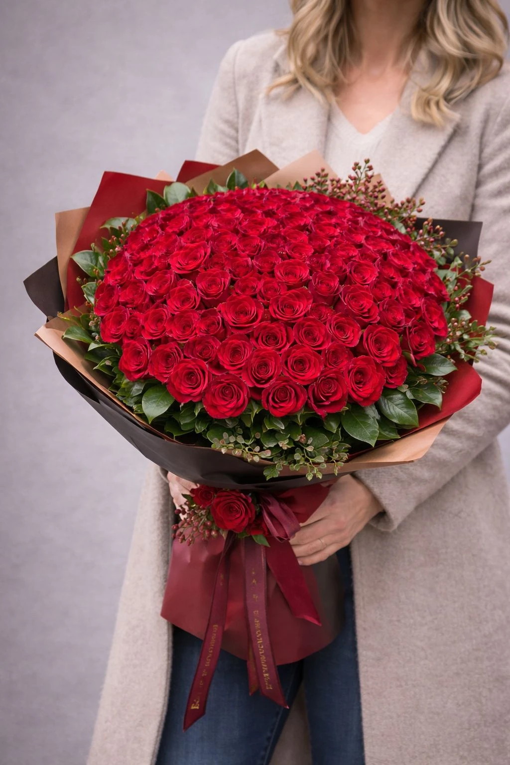 Kırmızı Premium 100'lü Gül Buketi